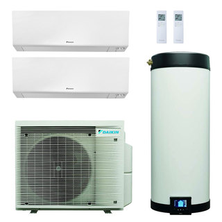 daikin multi+ sistema di climatizzazione e acqua calda sanitaria dual split - unità interne perfera wall 7000+7000 btu - serbatoio 90 l