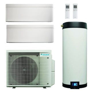 daikin multi+ sistema di climatizzazione e acqua calda sanitaria dual split - unità interne stylish bianco 7000+7000 btu - serbatoio 120 l