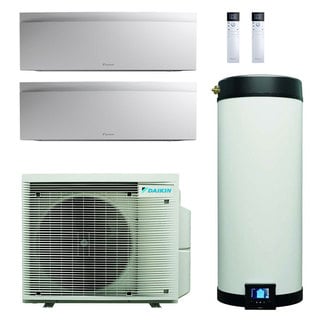 daikin multi+ sistema di condizionamento dual split e acqua calda sanitaria - unità interne emura 3 bianco 12000+12000 btu - serbatoio 120 l