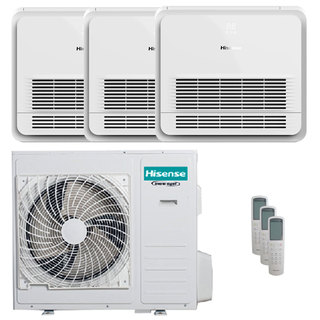 condizionatore hisense console akt trial split 12000+12000+18000 btu inverter a++  unità esterna 10 kw 