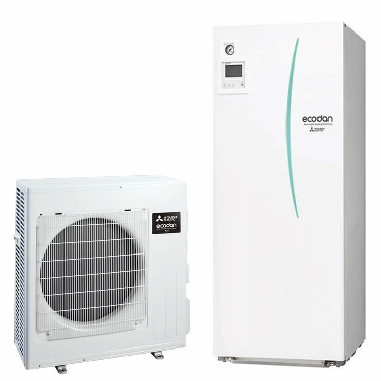 pompa di calore aria acqua mitsubishi electric ecodan 7,5 kw splittata con hydrotank 200 lt r32 inverter a++