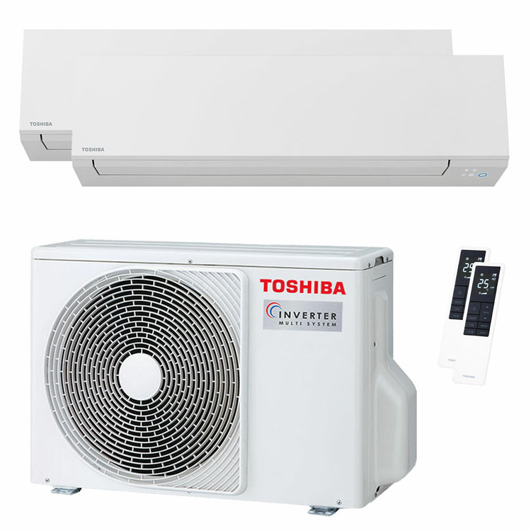 condizionatore toshiba shorai edge white dual split 9000+9000 btu inverter a++ wifi unità esterna 5.2 kw 