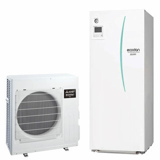 pompa di calore aria acqua mitsubishi electric ecodan 6 kw splittata con hydrotank 200 lt r32 inverter a++