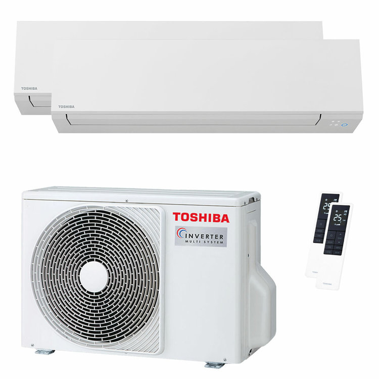 condizionatore toshiba shorai edge white dual split 5000+5000 btu inverter a++ wifi unità esterna 4 kw 