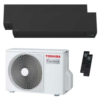 condizionatore toshiba shorai edge black dual split 5000+5000 btu inverter a++ wifi unità esterna 3.3 kw 