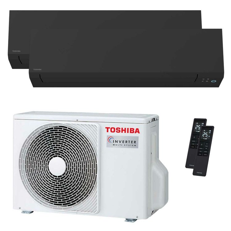 condizionatore toshiba shorai edge black dual split 7000+7000 btu inverter a+++ wifi unità esterna 3.3 kw 