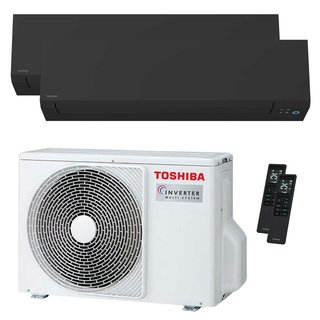 condizionatore toshiba shorai edge black dual split 5000+16000 btu inverter a++ wifi unità esterna 5.2 kw 