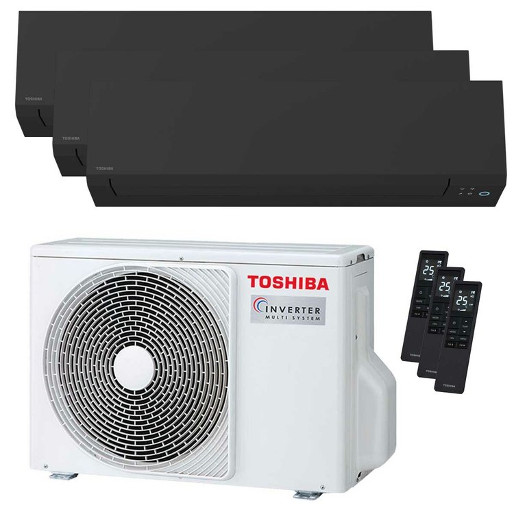 condizionatore toshiba shorai edge black trial split 5000+7000+12000 btu inverter a+++ wifi unità esterna 5.2 kw 