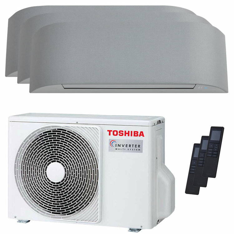 condizionatore toshiba haori trial split 7000+7000+12000 btu inverter a+++ wifi unità esterna 5.2 kw 