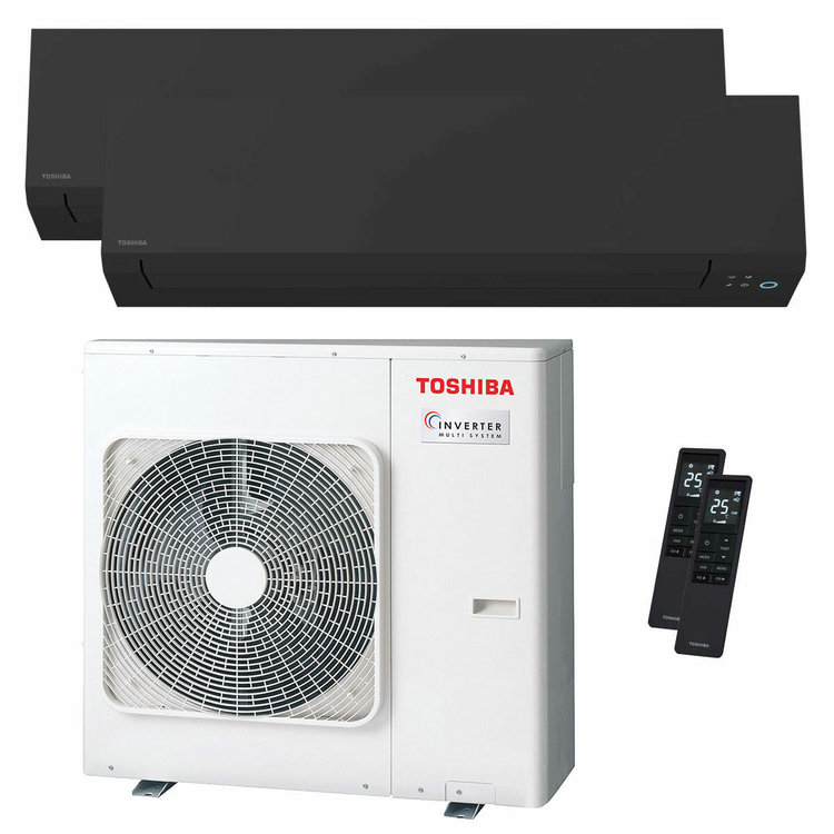 condizionatore toshiba shorai edge black dual split 12000+18000 btu inverter a+++ wifi unità esterna 8 kw 