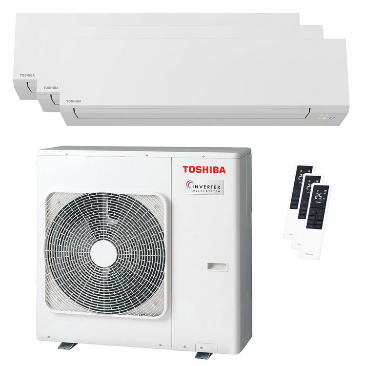condizionatore toshiba shorai edge white trial split 9000+9000+12000 btu inverter a+++ wifi unità esterna 7 kw 