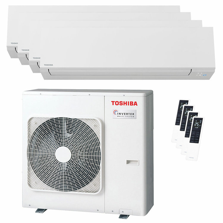 condizionatore toshiba shorai edge white quadri split 5000+5000+5000+5000 btu inverter a++ wifi unità esterna 8 kw 
