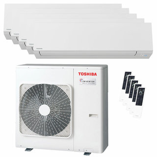 condizionatore toshiba shorai edge white penta split 9000+9000+9000+9000+12000 btu inverter a++ wifi unità esterna 10 kw