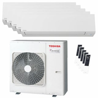 condizionatore toshiba shorai edge white penta split 9000+9000+9000+9000+16000 btu inverter a++ wifi unità esterna 10 kw 