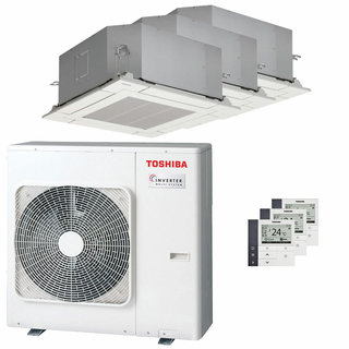 condizionatore toshiba cassetta compatta u2 a 4 vie trial split 9000+12000+16000 btu inverter a+++  unità esterna 7 kw 