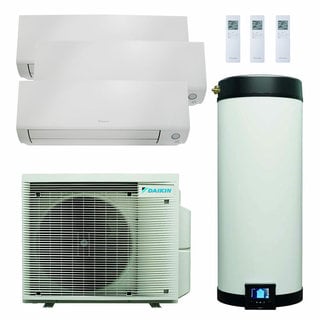 daikin multi+ sistema di condizionamento trial split e acqua calda sanitaria - unità interne perfera all seasons 9000+9000+12000 btu - serbatoio 120 l