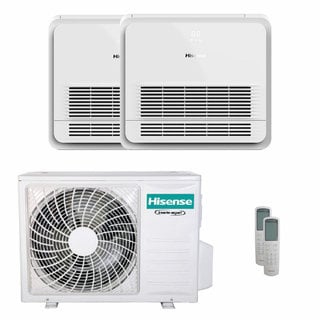 condizionatore hisense console akt dual split 12000+18000 btu inverter a++  unità esterna 6.3 kw 