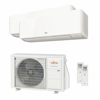 condizionatore fujitsu serie km wifi dual split 7000+7000 btu inverter a+++ unità esterna 4 kw 