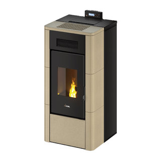 stufa a pellet cadel river idro 23 ad acqua 22,4 kw wifi - maiolica avorio