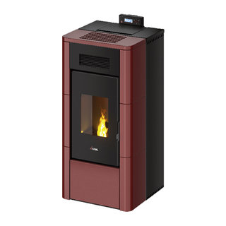 stufa a pellet cadel river idro 23 ad acqua 22,4 kw wifi - maiolica rosso