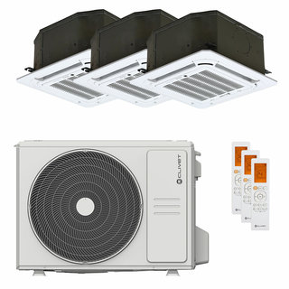 condizionatore clivet box 2 650x650 cassetta 4 vie trial split 9000+12000+12000 btu unità esterna inverter a++ 7.9 kw