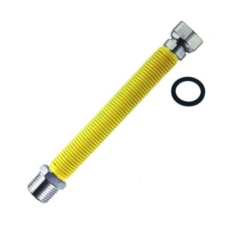 tubo flessibile estensibile 1/2 x 1/2 m/f acciaio rivestito giallo per gas