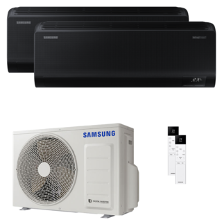 condizionatore samsung windfree black dual split 7000+7000 btu inverter a+++ wifi unità esterna 4 kw 