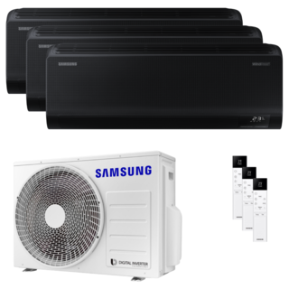 condizionatore samsung windfree black trial split 9000+9000+12000 btu inverter a++ wifi unità esterna 5.2 kw 