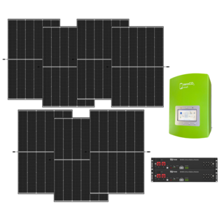 kit fotovoltaico 3 kw con 7 pannelli fotovoltaici trina  solar 450 w + inverter energy 3 kw + 2 batterie di accumulo energy dyness 2,4 kw