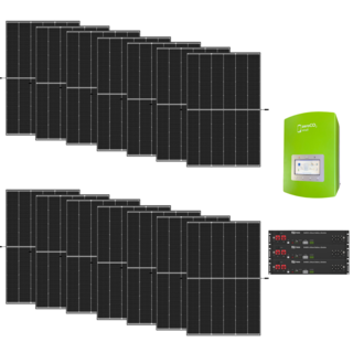 kit fotovoltaico 6 kw con 14 pannelli fotovoltaici trina solar 450 w + inverter energy 6 kw + 3 batterie di accumulo energy dyness 2,4 kw