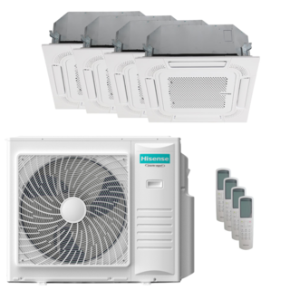 condizionatore hisense cassetta act quadri split 9000+9000+12000+18000 btu inverter a++  unità esterna 10 kw 