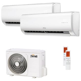 condizionatore ferroli giada dual split 9000+12000 btu inverter a wifi unità esterna 5.3 kw 