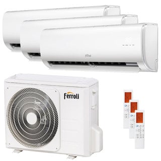 condizionatore ferroli giada trial split 9000+12000+18000 btu inverter a+ wifi unità esterna  8,2 kw 
