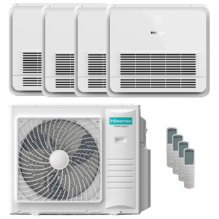 condizionatore hisense console akt quadri split 9000+9000+12000+18000 btu inverter a++  unità esterna 10 kw 