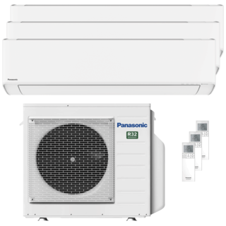 condizionatore panasonic etherea trial split 9000+9000+15000 btu inverter a+++ wifi unità esterna 5.2 kw bianco opaco