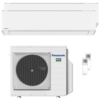 condizionatore panasonic etherea dual split 9000+18000 btu inverter a++ wifi unità esterna 5.2 kw bianco opaco