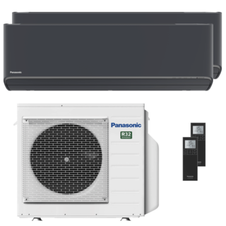 condizionatore panasonic etherea dual split 12000+12000 btu inverter a++ wifi unità esterna 5.2 kw grigio grafite