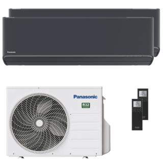 condizionatore panasonic etherea dual split 9000+9000 btu inverter a+++ wifi unità esterna 5 kw grigio grafite
