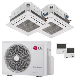 condizionatore lg cassetta 4 vie ct dual split 12000+18000 btu inverter a+++  unità esterna 5.3 kw 