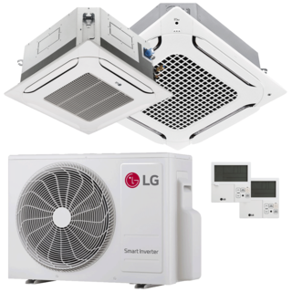 condizionatore lg cassetta 4 vie lg dual split 9000+24000 btu inverter a+++  unità esterna 6.15 kw 
