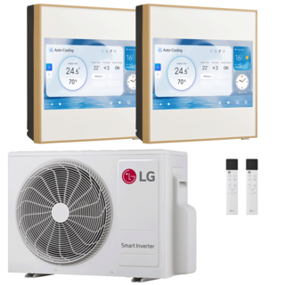 condizionatore lg artcool gallery lcd dual split 12000+12000 btu inverter a+++ wifi unità esterna 6.15 kw 