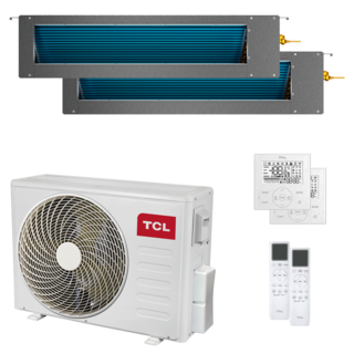 condizionatore tcl canalizzabile serie d dual split 9000+12000 btu inverter a++ wifi unità esterna 4.1 kw 