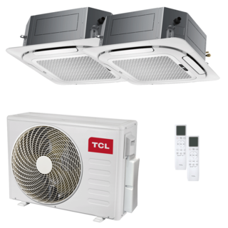 condizionatore tcl cassetta 4 vie serie s dual split 18000+18000 btu inverter a++ wifi unità esterna 7.9 kw 
