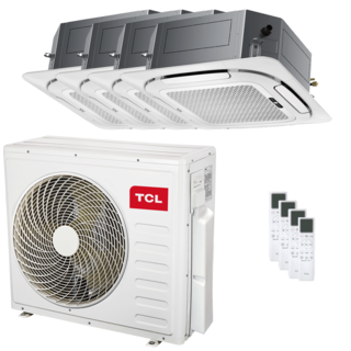 condizionatore tcl cassetta 4 vie serie s quadri split 9000+9000+9000+9000 btu inverter a++ wifi unità esterna 9.4 kw 