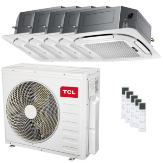 condizionatore tcl cassetta 4 vie serie s penta split 9000+9000+9000+9000+12000 btu inverter a++ wifi unità esterna 12.2 kw 
