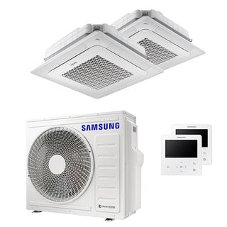 condizionatore samsung cassetta windfree 4 vie dual split 12000+18000 btu inverter a++ unità esterna 6,8 kw