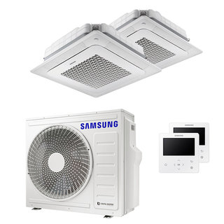 condizionatore samsung cassetta windfree 4 vie dual split 12000+18000 btu inverter a++ unità esterna 8,0 kw
