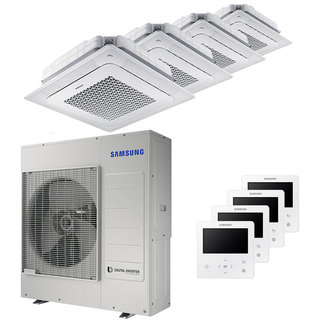 condizionatore samsung cassetta windfree 4 vie quadri split 9000+12000+12000+12000 btu inverter a++ unità esterna 10,0 kw