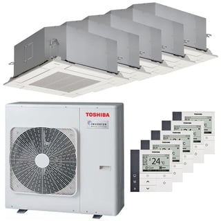 condizionatore toshiba cassetta compatta u2 a 4 vie penta split 9000+9000+9000+12000+12000 btu inverter a++ unità esterna 10,0 kw